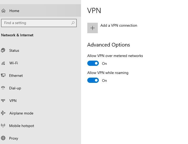 click on Add a VPN connection
